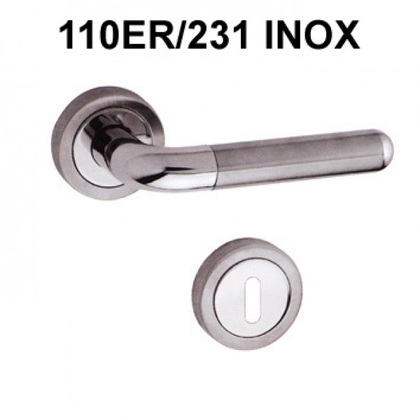 Kvaka za vrata INOX 110 ER-231 sa rozetom za cilindar 